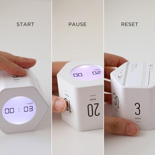 mooas Multi-Hexagon Clock Cube, Digital Clock, Pomodoro Timer, Backlit Display 12/24H Mode Count up & Countdown Timer, Rotating Various Time Presets for Classroom, Gym, Kitchen (Mint) - color: Mint