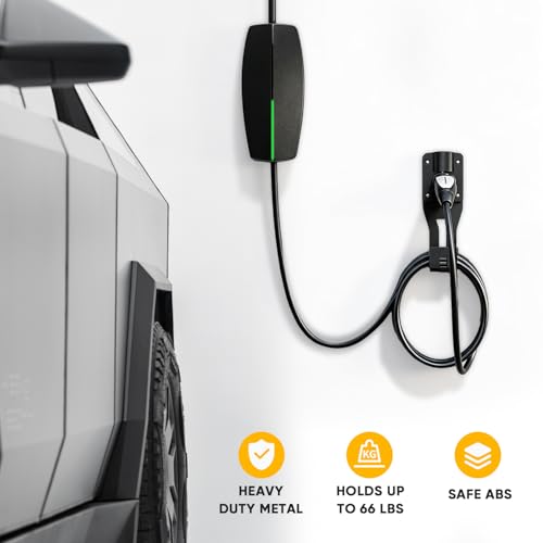 SEVEN SPARTA 180°Swivel Charging Cable Holder Compatible with Tesla Charger | 180° Swiveling Holster, Organizer for Save garage space, Compatible with Tesla Model 3 Y X S Cybertruck Mobile Wall Connector - color: Swiveling Black