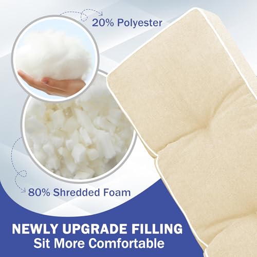 IPYNBAP Bench Cushion, 42 x 16 Inch Patio Furniture Cushions with Durable Ties, Soft Memory Foam Bench Cushions for Indoor/Outdoor Furniture with Non-Slip Bottom, Kitchen&Dining, Beige - color: Beige, size: 42*16+4”