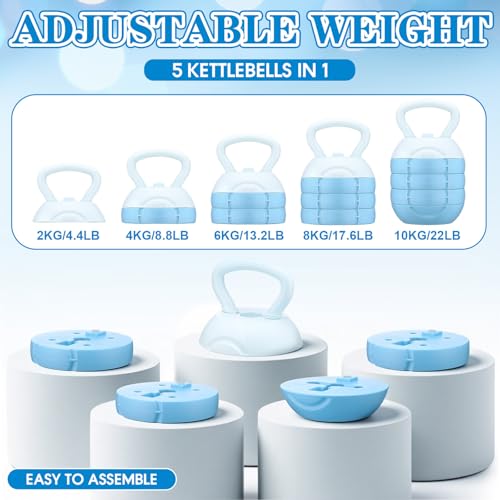 Adjustable Water Filled Kettlebell 5/8/13/17/22 lb Water Filled Kettlebells Weights Set for Home Gym, Kettle Bell Sets for Women at Home and Cross-training Exercise - color: Blue