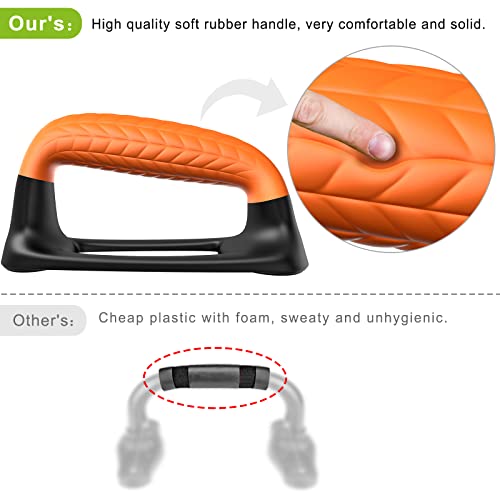 SELEWARE Push Up Bars Pushup Stands Handstand Bars, Soft Rubber Handle Provide Comfy Grip, Fit for Calisthenics, Fitness, Floor strength training, Stable and Sturdy Construction Support 500 lbs - color: B: Black & Orange