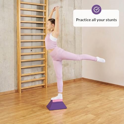 Stunt Trainer Stand for Cheerleading | Portable Cheer Balance Trainer | Stunting Flyer Practice Platform | Lightweight Gymnastics Balance Block | Cheerleading Equipment for Safe Skill Training - color: Purple v2