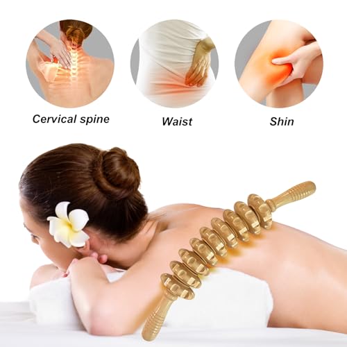 Manual Massage Stick, Curved Wooden Handheld Roller Trigger Point Massager for Fascia, Cellulite, Muscle & Abdomen, Body Therapy Massager, Belly Relief Tool, White - color: White