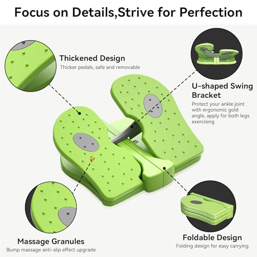Mini Stepper Trainer, Reinforced Nylon Foot Stepper Exercise Machine Quiet Stair Stepper Foldable Leg Exerciser Peddle for Home Office - color: Green