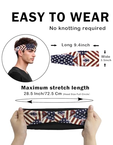 Headbands for Men & Women, Sweat Headband Non-Slip Sweatband Sports Running Cycling Yoga Basketball Workout Football Training - color: Flag Designs