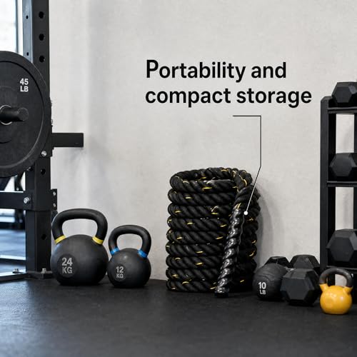 Fitvids Battle Rope 1.5Inch Diameter Poly Dacron 30 FT Length, Heavy Ropes for Home Gym and Workout