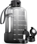 AQUAFIT 1 Gallon Water Bottle with Motivational Quotes | BPA Free 1 Gallon Water Bottle with Straw and Chug Lids - Leakproof Gym Water Bottle with Carry Handle (Midnight Gray) - color: Midnight Gray, size: 128 Ounces