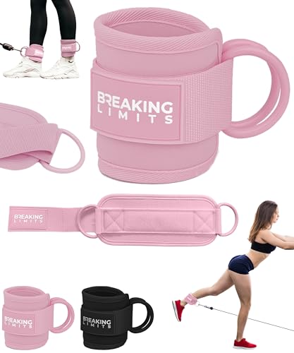 Breaking Limits Ankle Straps for Cable Machines Women - Cable Kick Back Set | Cable Kick Back Ankle Straps, Gym Cable Ankle Strap Attachment, Glute Leg Strap for Cable Machine, Neoprene, Double D-Rings - color: Pink - Single