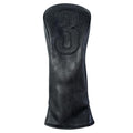 Golf Club Covers – Blackout Leather Driver Headcover, Fairway Wood, 3 Wood, Hybrid, Fits Mallet Blade Putter Head Covers Alignment Stick Cover - size: 3 WOOD