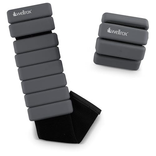 Wellrox Weighted Bangles – Adjustable Ankle and Wrist Weights for Women & Men – Set of Ankle Weights 2 lbs (1 lb Each Wrist Weight) | Weighted Arm Bands for Pilates, Yoga, Running & Walking - color: Grey