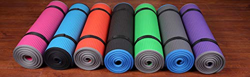 Fitvids All-Purpose 2/5-Inch (10mm) Extra Thick High Density Anti-Slip Exercise Pilates Yoga Mat with Carrying Strap, Multiple Colors - color: Blue