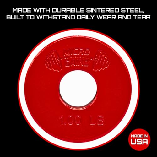 Micro Gainz Standard 1-Inch Center Hole Fractional Weight Plates Set of 2 Plates, Choose Set (.25LB-1.25LB), Designed for Standard 1-inch Barbells & Dumbbells, Made In USA - color: 1lb Red