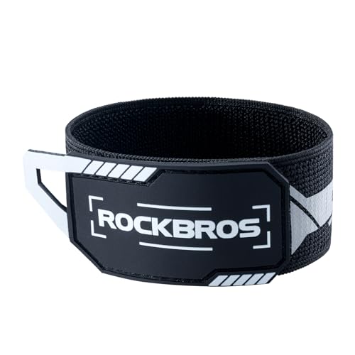 ROCKBROS Bicycle Ankle Leg Strap Safety Cycling Trousers Strap Bike Reflective Wrist Ankle Bind Bands Pant Leg Bands for Cycling Jogging Running Gear - color: Black