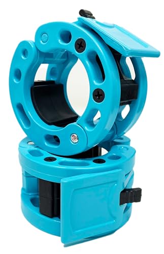 Clout Fitness Olympic Barbell Clamps Collars Quick Release Pair of Locking Weight Clips Fit 2 Inch Barbell for Weightlifting - color: Sky Blue, style: Classic Quick Release