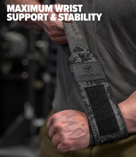 Powerlifting Wrist Wraps for Weightlifting & Bench Press - IPF Approved Heavy Duty Wrist Straps for Powerlifting, Bodybuilding & Strength Training - Competition Grade Support - color: Camo Black