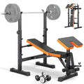 Multi-Function All in 1 Weight Bench Set - Multi-Positions Heavy Duty Weight Lifting Sit Up Bench Workout Benchs Folding Bench Press for Home Gym - color: Orange