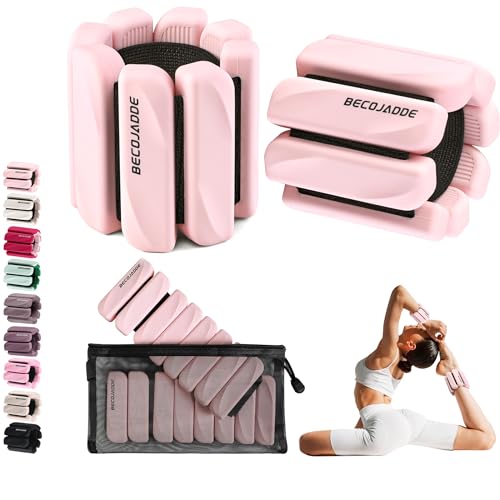 BECOJADDE Ankle Weights Set of 2 (1 lb/2 lb Each) for Women Men Adjustable Wrist Bracelet for Home Gym Weighted Bangles Wristbands Leg Arm Weights for Walking Swimming Running Pilates Yoga Gym - color: Cloud Pink, size: 2 Lb Pair (1 Lb Each)
