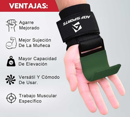 AQF Weight Lifting Hooks (Pair) - Neoprene Padded Wrist Strap for Deadlift - color: Military Green