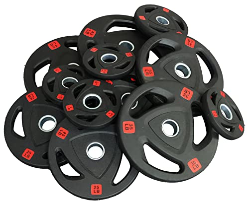 Signature Fitness Olympic 2-Inch Cast Iron Plate Weight Plate for Strength Training and Weightlifting, Multiple Sizes - color: 25LB Pair, style: Style #6