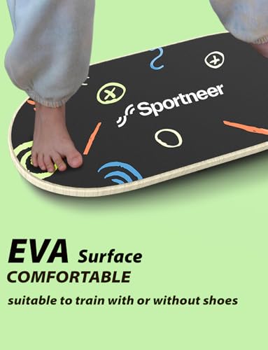 Sportneer Kids Balance Board, 4-Mode Adjustable Balance Trainer | Build for Kids, 4 Modes, Safe & Sturdy Wobble Board, Balance Trainer - color: Doodle Black