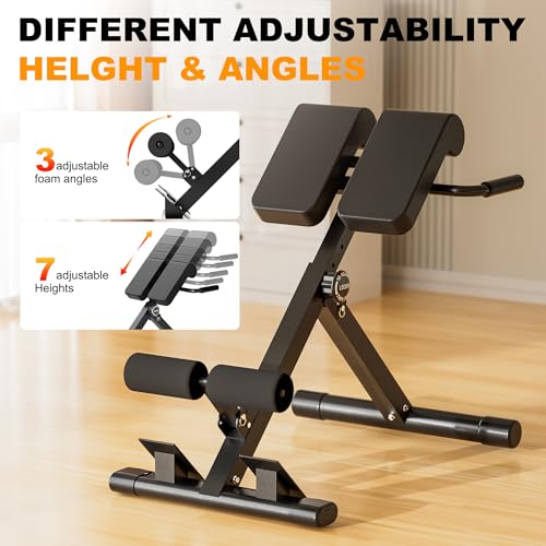 Multi-Function Roman Chair Back Extension Bench for Home Gym (Black gray)