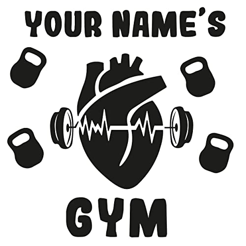 Creative Gym Decal with Hours of Operation Gyms Name Heart and Kettlebells - Custom Gym for Doors and Windows - Open Hours Sticker for Fitness Gyms - color: Dec 23