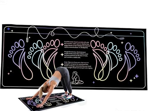 Squat Mat With Foot Position (32 * 14in) - Anti Slip Training Mat, Perfect for Leg & Abdominal Exercises, Squat Pads Activate Muscles, Prevent Injuries, Lightweight Portable for Home Gym - color: Neon Gradient