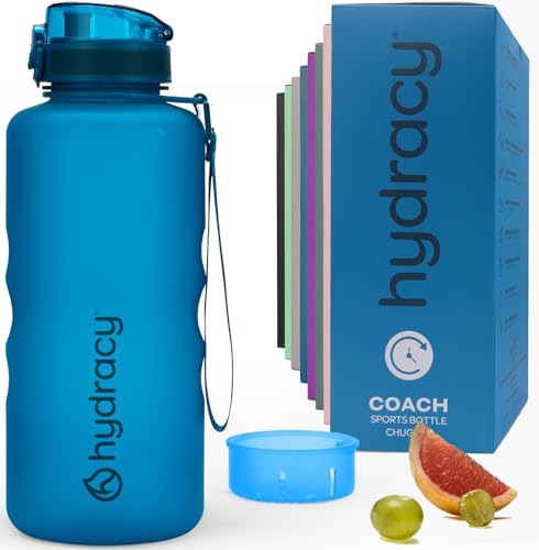 Hydracy Motivational Water Bottle with Time Marker & Fruit Infuser 64 oz | BPA-Free Tritan, Leakproof Flip-Top Lid,No-Sweat Sleeve,Carry Strap,Daily Intake Tracking for Gym,Sports,Outdoors - color: Midnight Blue, size: 64 Ounces