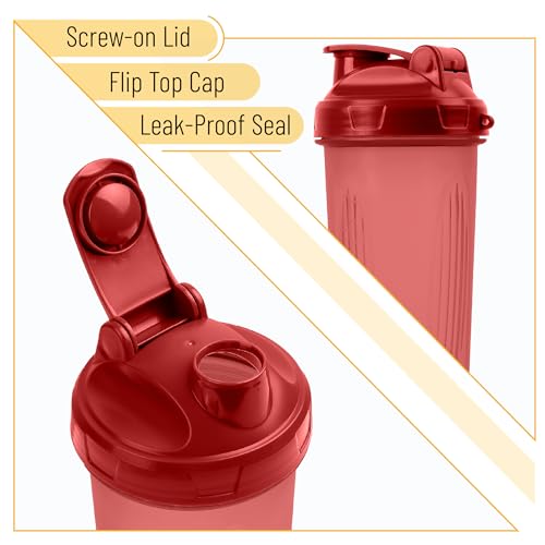 Mr. Pen- Shaker Bottles for Protein Mixes, 28 oz | Leak Proof Shaker Cups with Stainless Steel Wire Whisk Ball for Protein Shakes and Pre Workout - color: Red