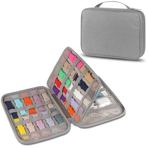 Watch Band Case, Watch Band Storage Organizer Compatible with 35 Watch Bands and Accessories, Watch Straps Carrying Case, Watch Band Holder Fit for Most Sizes of Watch Straps, Grey - color: Grey