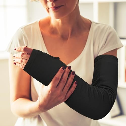 Boao 8 Pcs Arm Cast Covers Protector Splint Cast Covers Soft Elastic Arm Sling Sports Sleeve Reusable Breathable Wrist Elbow(Black,Large) - color: Black