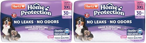 Hartz Home Protection Lavender Scented Dog Pads, 3XL 30 Count, Super Absorbent & Won't Leak, Odor Eliminating (Pack of 2) - size: 3XL 36 x 36 (30 Count) (Pack of 2)