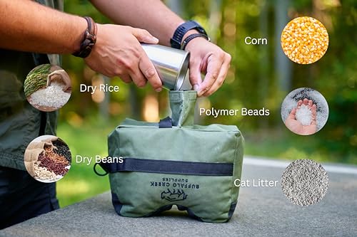 Buffalo Creek Supplies All Weather Durable Front and Rear Shooting Rest Bags, Rifle Rest Sand Bag for Bench Rest Shooting, Hunting, Target & Competitive Sports Shooting-Unfilled - color: Olive Drab