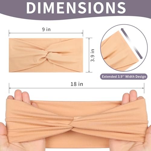 12 Pcs Stretchy Headbands for Women, Absorbed Sport Headband Soft Twist Knotted Hairbands for Daily Life Yoga Workout (Neutral Color 2) - color: Neutral color 2