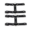 Adjustable Elastice 2 Rows Leather Leg Harness Garter Belt Punk Gothic Thigh Ring Garter - color: Black