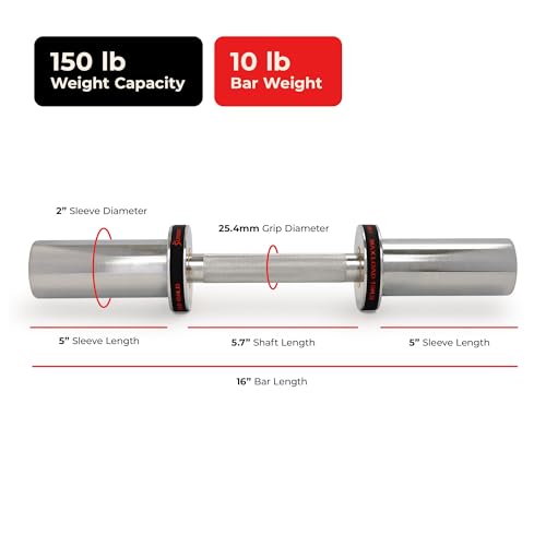 Sunny Health & Fitness Olympic Dumbbell Bars w/ 2 Ring Collars, 16-20 Inch - size: 1. 16 inch
