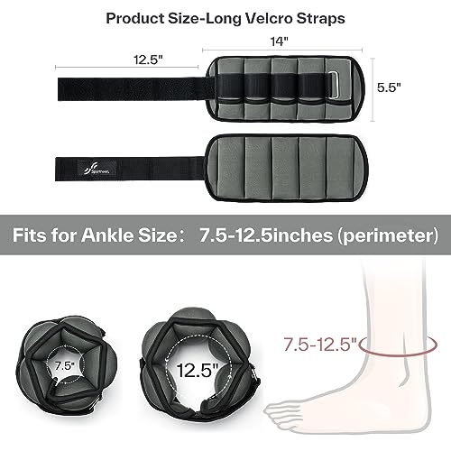 Sportneer Adjustable Ankle Weights Set - 1 Pair (2-10 lbs) Removable Sandbags for Women & Men, Comfortable Neoprene Leg Weights for Walking, Running, Pilates, Yoga, Home Workout & Physical Therapy - color: Dark Gray