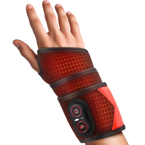 Cordless Wrist Heating Pad for Pain Relief, FSA Eligible Items, Rechargeable Wrist Massager for Carpal Tunnel, Red Light Heated Wrist Brace Wrap, HSA Approved Products Only - color: Black