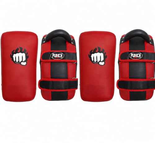 Punch Sports Muay Thai Pad – Curved Kickboxing Strike Pads with EVA Foam Padding,Synthetic Leather Training Pad for MMA, Karate & Boxing - size: Pair