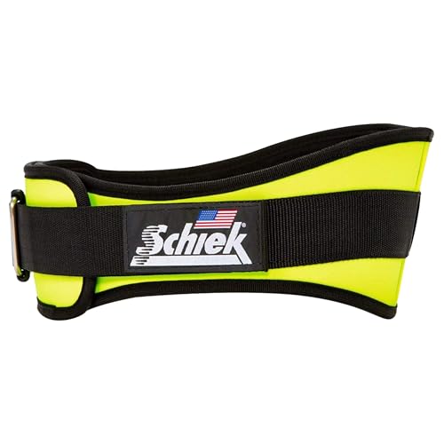 Schiek Sports 2006 Nylon 6 Inches Weight Lifting Belt - Support Belt for Power Lifting - color: Neon Yellow, size: X-Small