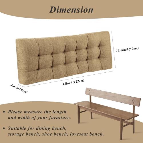 Indoor Bench Cushion for Indoor Furniture 48"x19" Taupe 1 Pc | Thick, Stay in Place, Textured Fabric, for Entryway Window Shoe Storage and Kitchen Bench, Comfort Sitting, Upgrade Decor - color: Taupe