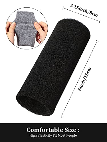 Sumind 8 Pieces 6 Inch Wrist Sweatband Sports Wristbands Tennis Elastic Athletic Wristband for Men and Women Wide Wrist Protection Band Long Size for Basketball Running - color: Black, White, Dark Grey, Blue
