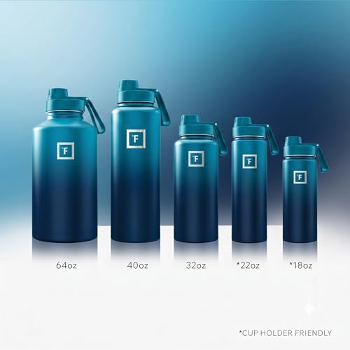 IRON °FLASK 40 oz Wide Mouth Water Bottle with Spout | Insulated Stainless Steel Sports Water Bottle with Leakproof Spout Lid - BPA Free, Cold 24 Hrs, Sweat Free (Dark Night) - color: Dark Night, style: Spout - 40 Oz (1 Lid)