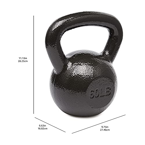 Amazon Basics Cast Iron Kettlebell for Strength Training, Textured Wide Handle, Black