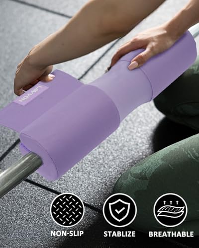 Barbell Squat Pad Set- Nylon Padding AntiSlip- Thick Foam Barbell Pad for Squats Cushion,Lunges&Bar Padding for Hip Thrusts -Standard Olympic Weight Bar Pad (Wrist Straps Weightlifting-Ankle Straps) - color: Ankle-Purple