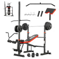 MAIDOMA Foldable 1500LBS Capacity 8 IN 1 Weight Bench Set with Leg Extension/Squat Rack/Preacher Curl, Adjustable Bench Press for Home Gym Full Body Workout (US Stock) - color: Red