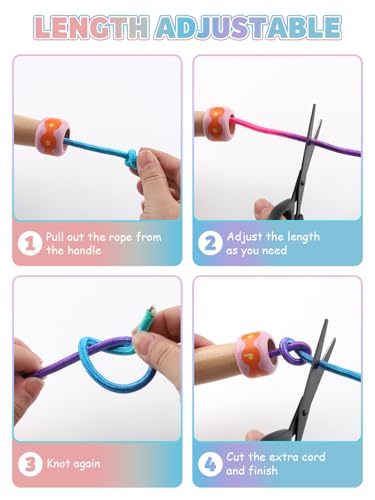 Jump Rope for Kids, Lorvain Adjustable Skipping Rope, Kids Jump Ropes with Wooden Handle for Girls Boys, Weighted Jumping Ropes for Fitness Workout Exercise Outdoor Fun Activity - color: Rainbow-1 Pc