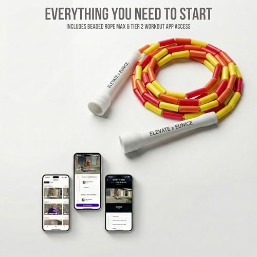Pro-Grade Beaded Jump Rope for Beginners - color: Red/Orange/Yellow/White