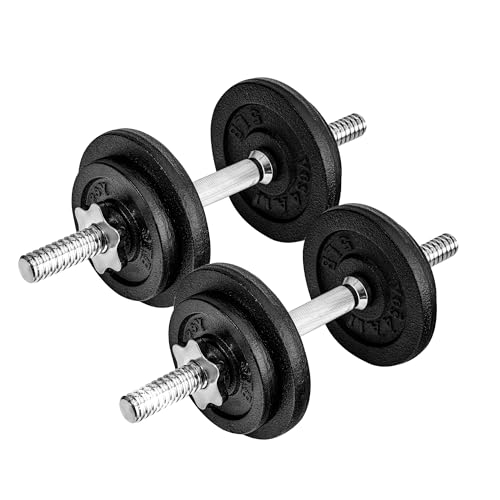 Yes4All Old School Adjustable Dumbbell Set with Weight Plates, Star Lock Collars/Connector, 40lbs to 200lbs Adjustable Weight Plates Set - color: A. 40LB or 20LB Pair - Black
