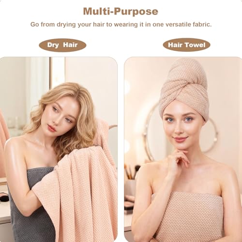 2 Pack Bath Towel Set, Bigger Size Waffle Bath Towel Set, Super Soft Highly Absorbent, Sturdy Quick Drying Towels for Bathroom, Gym, SPA, Yoga (2 Piece 27" x 55", 2 LightPink) - color: Lightpink, size: 27 x 55 Inch